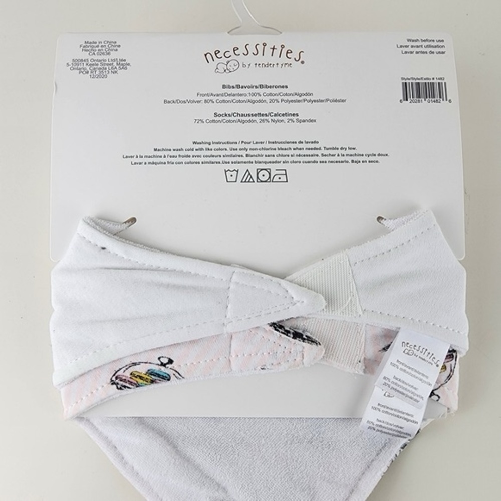 Necessities Bib And Sock Set Pink Cotton Never Used - Picture 2 of 8